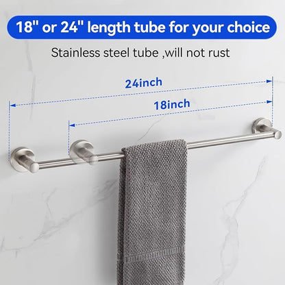 BGL Bathroom Accessories Set 4-Pieces Shiny Brushed Nickel Zinc Alloy Wall Mounted Towel Racks for Bathroom