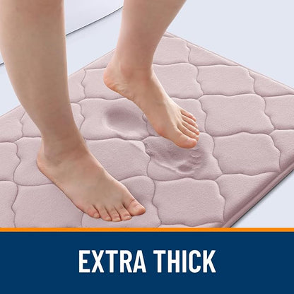 OLANLY Memory Foam Bath Mat Rug 44x24, Ultra Soft and Absorbent Bathroom Rugs, Non-Slip Comfortable, Machine Washable Bath Carpet for Bathroom Floor, Tub, Shower and Home Decor Accessories, Dusty Rose