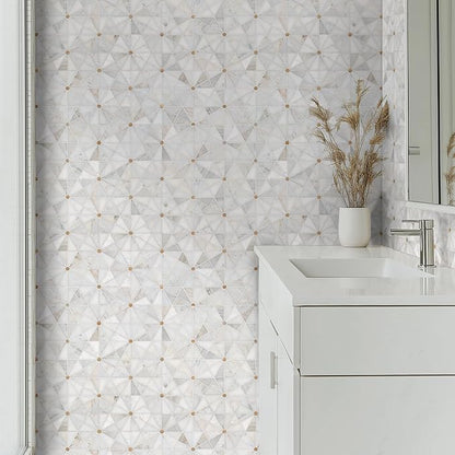 MSI Elegante Pinwheel Gold Natural Stone Mosaic Tile Sample, Mesh-Mounted, for Kitchen Backsplash, Bathroom, Floor, Shower, and Accent Wall