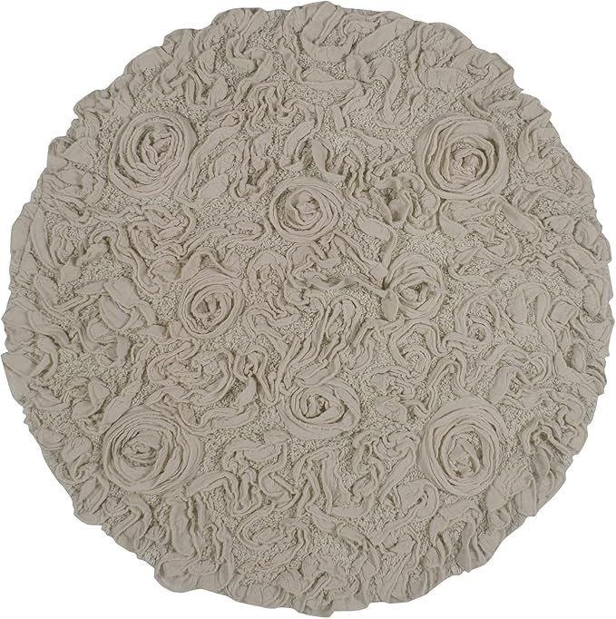 Home Weavers Bell Flower Collection 100% Cotton Tufted Bath Rugs, Extra Soft and Absorbent Bath Rugs, Non-Slip Bath Mats, Machine Washable, Bath Mats for Bathroom Floor and Tub, 22" Round, Linen