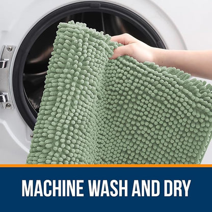 OLANLY Large Bathroom Rugs 44x32, Extra Soft Absorbent Chenille Bath Rugs | Sage Green, Quick-Drying Rubber Backing, Machine Washable Bath Mat for Bathroom Floor, Tub and Shower, Home Decor Accessories