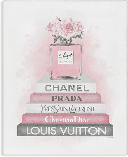 Stupell Industries 'Pink Roses Perfume Bottle Glam Fashion'| Canvas Art | Stupell Industries | 16 x 20 Inches, Easy to Hang and Sturdy, Made in USA, by Amanda Greenwood