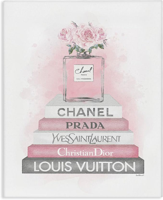 Stupell Industries 'Pink Roses Perfume Bottle Glam Fashion'| Canvas Art | Stupell Industries | 16 x 20 Inches, Easy to Hang and Sturdy, Made in USA, by Amanda Greenwood
