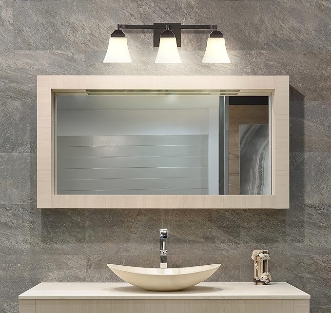 JONATHAN Y 24" Oil Rubbed Bronze Modern Cottage LED Vanity Light Wall Sconce, Farmhouse Wall Lamp for Bathroom Mirror Kitchen, White Glass Shade, LED Bulb Included (JYL7524A)