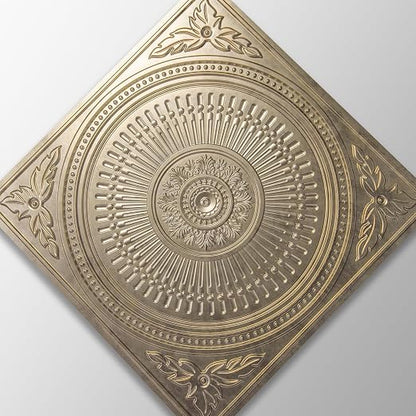 Art3d 12-Pack 2 x 2 ft Drop Ceiling Tiles for Interior Decor, Antique Gold | PVC, Waterproof, Lightweight, Shatterproof, Anti-Fade, Compatible with Grid System, Ideal for Kitchen, Bathroom, Basement