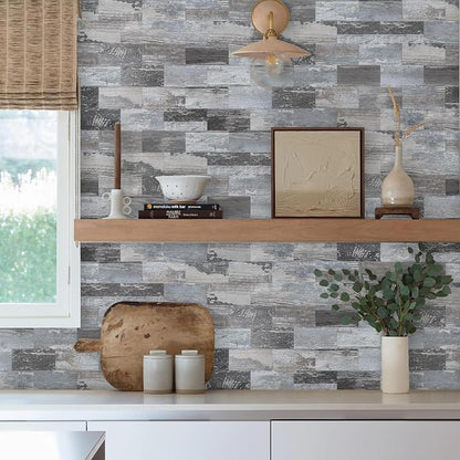 Vamos Tile 100-Piece Peel and Stick Backsplash Seamless Tile,3''x6'' Distressed Wood PVC Subway Tile,Stick on Backsplash for Kitchen/Bathroom/Laundry Room