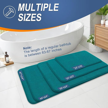OLANLY Memory Foam Bathroom Runner Rug 44x24, Absorbent Long Mat, Deep Lake | Soft Quick Dry Bath Rugs, Non-Slip Carpet, Machine Washable Mat for Bathroom Floor, Tub and Shower, Home Decor Accessories