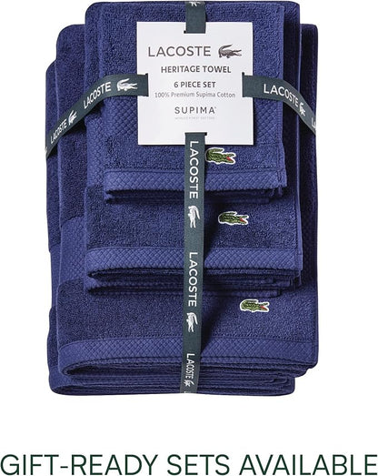 Lacoste Heritage 100% Supima Cotton Tub Mat, Navy, 21" x 31" – Highly Absorbent & Quick Drying, Premium Super Soft Bath Towel, Bathroom Essential, Gift for All Occasions, Machine Washable