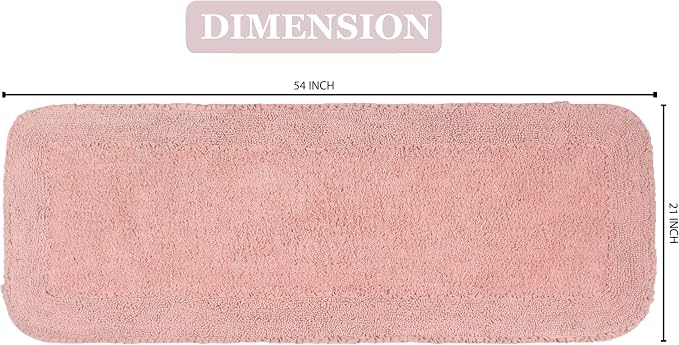 Home Weavers Radiant Collection 100% Cotton Bathroom Rugs Set, Washable Rug, Soft Cotton Extra Soft and Absorbent Bath Rug, Kitchen Mat, Bath Mat Set, Bath Floor Mat Non Slip, 21"x54" Runner, Pink