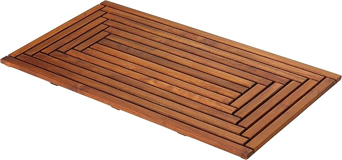 Giza Shower, Spa, Door Mat in Solid Teak Wood, 36" x 20"