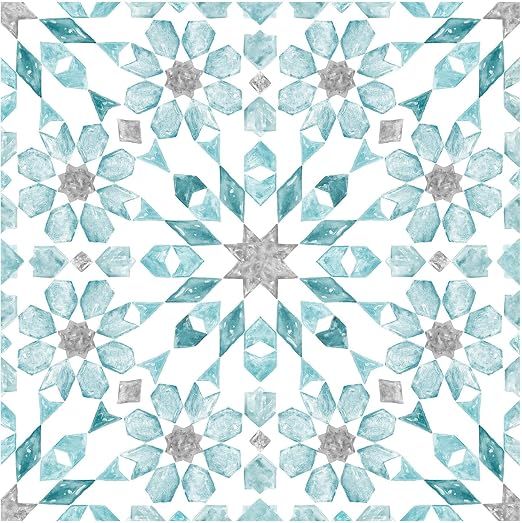 FloorPops FP2949 Radiance Peel & Stick Floor Tiles, Blue (Pack of 6)