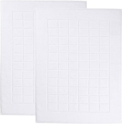 Superior 100% Cotton Bathmat Set, Bath Mats, Bathroom Decor, Shower, Bathtub Essentials, Home Accessories, Small Washable Rug, No Backing, Heavyweight, Nora Collection, Set of 2, 22" x 35", White
