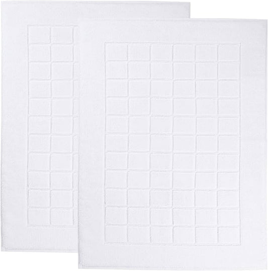 Superior 100% Cotton Bathmat Set, Bath Mats, Bathroom Decor, Shower, Bathtub Essentials, Home Accessories, Small Washable Rug, No Backing, Heavyweight, Nora Collection, Set of 2, 22" x 35", White