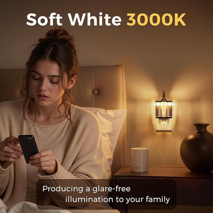 L LOHAS LED Night Light, Night Lights Plug into Wall, 3000K Soft White LED | Crystal Night Lights with Dusk to Dawn Sensor, 0-100lm Adjustable Brightness, for Hallway Bedroom Stairway