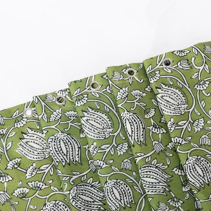 MUGINYU Sage Green Floral Shower Curtain Vintage Block Print - 72x72 Inches,Cotton Blend Cloth Fabric Farmhouse Decorative French Country Bathroom Decor, Cottagecore Aesthetic Pattern