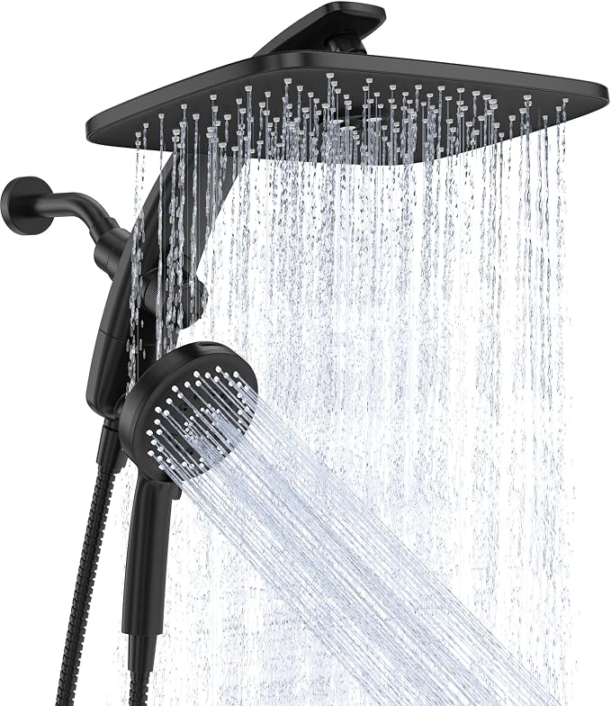 Veken 14" Luxurious Shower Head with Handheld,Full Body Coverage,Power Wash | Magnetic Hand Held,Best Dual Rain Shower Heads Combo,Large Rainfall,Double Detachable Showerhead,Ducha Para Baño,Matte Black