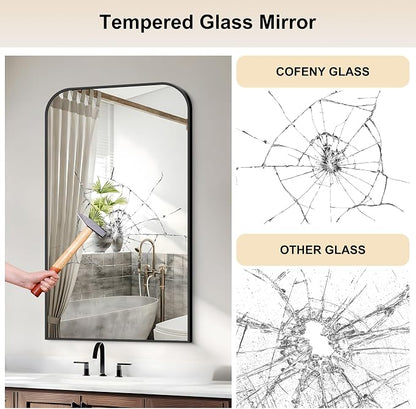 COFENY Bathroom Mirror, 24x40 inch Black Rectangle Wall Mounted Mirror with Thin Frame, Bathroom Vanity Mirrors for Over Sink, Entryway, Living Room, Bedroom