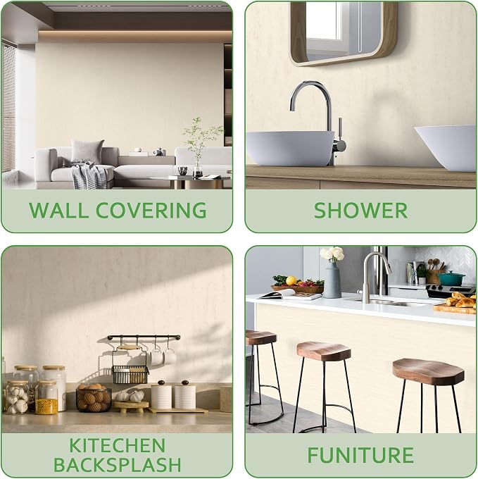 Travertine-Look Peel and Stick Waterproof Wall Paneling, 118" x 47" Travertino Beige Matte Finish Self-Adhesive Backsplash Tile, Vinyl Wall Panel for Kitchen Bathroom Wall Decor, Covers 38.75 Sq. Ft.