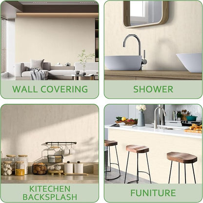 Travertine-Look Peel and Stick Waterproof Wall Paneling, 118" x 47" Travertino Beige Matte Finish Self-Adhesive Backsplash Tile, Vinyl Wall Panel for Kitchen Bathroom Wall Decor, Covers 38.75 Sq. Ft.