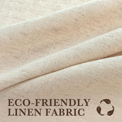 Seasonwood Beige Linen Shower Curtain Farmhouse Bathroom Decor 72x80 Inches | Boho Bathroom Decor,12 Sturdy Stainless Steel Sliding Hangers,Rustic Country Style,Linen Shower Curtains for Bathroom
