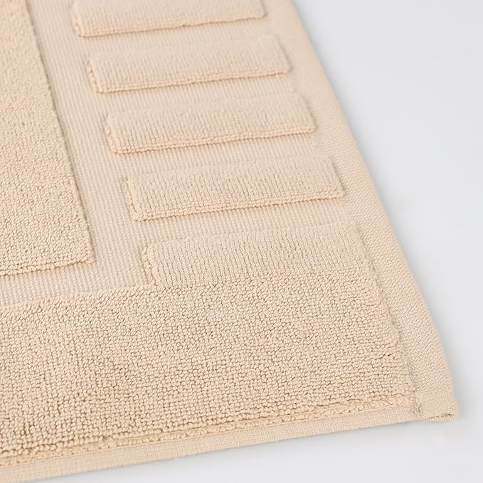 Superior 100% Cotton Bathmat Set, Bath Mats, Bathroom Decor, Shower, Bathtub Essentials, Home Accessories, Washable Rug, No Backing, Heavyweight, Leo Collection, Set of 2, 22" x 35", Camel