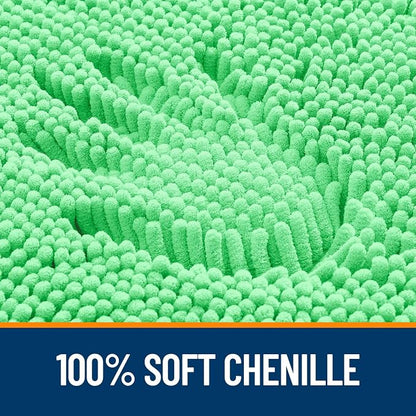 OLANLY Bathroom Runner Rugs 44x24, Soft Absorbent Chenille Bath Rugs, Rubber Backing Quick Dry, Machine Washable Long Bath Mats for Bathroom Floor, Tub and Shower, Home Decor Accessories, Mint Green | Mint Green, Quick-Drying Rubber Backing, Washable L...