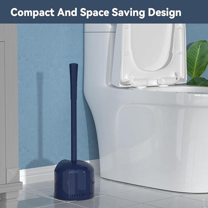 TRENTI Toilet Plunger with Holder, Plunger with Holder for 5.3-inch Toilet Drain, Plungers for Bathroom with Holder, Toilet Plunger Heavy Duty (2, Blue)