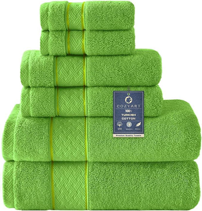 COZYART Bath Towel Set 6 PCS, Luxury 100% Turkish Cotton 650GSM Ultra Soft | Absorbent Quick Dry, OEKO‑Tex 100 Cert. Zero Twist Ring Spun Cotton, Plush Fluffy, Breathable Hotel Quality Bathroom Towels