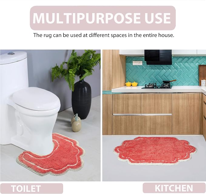 Home Weavers Allure Collection Toilet Lid Seat Cover, Elastic Edges, 100% Cotton Soft Universal Fit for Standard Oblong Round Elongated Bath Room Bowl Lids, Washable, 18"x18" Toilet Lid Cover, Coral