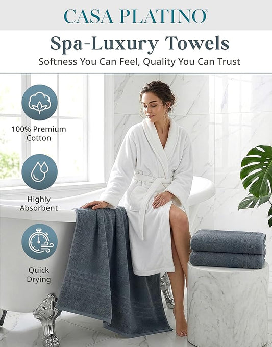 Casa Platino 100% Cotton 4 Pack Bath Sheets (36"x72") - Ring Spun, Extra Large Cotton Bath Towels Set - Quick Dry, Soft & Absorbent Oversized Towel Set - Remains Soft after Multiple Washes - Cool Grey