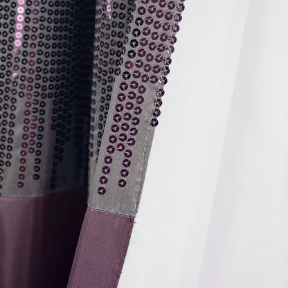 Lush Decor Night Sky 100% Blackout Lined Window Curtain Panel, Single, 42" W x 84" L, Purple & Gray - Sparkle Sequins & Color Block - Modern Glam Decor - Blackout Curtains For Bedroom & Living Room