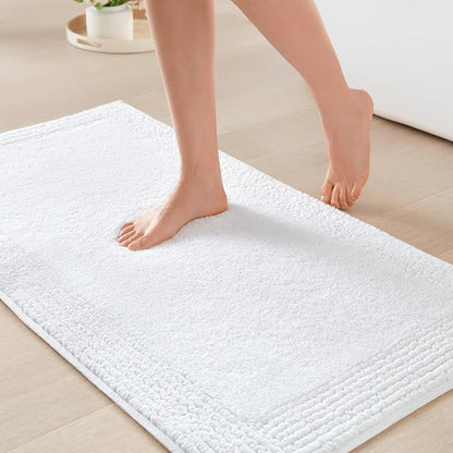 Madison Park Splendor Reversible 100% Cotton Bath Rug, 24 x 36, White | Tufted Bathroom Mat, 3000 GSM, Hotel Quality, Luxurious Plush, Medium Pile, Absorbent, Quick Dry, OEKO-TEX, Shower Room Décor