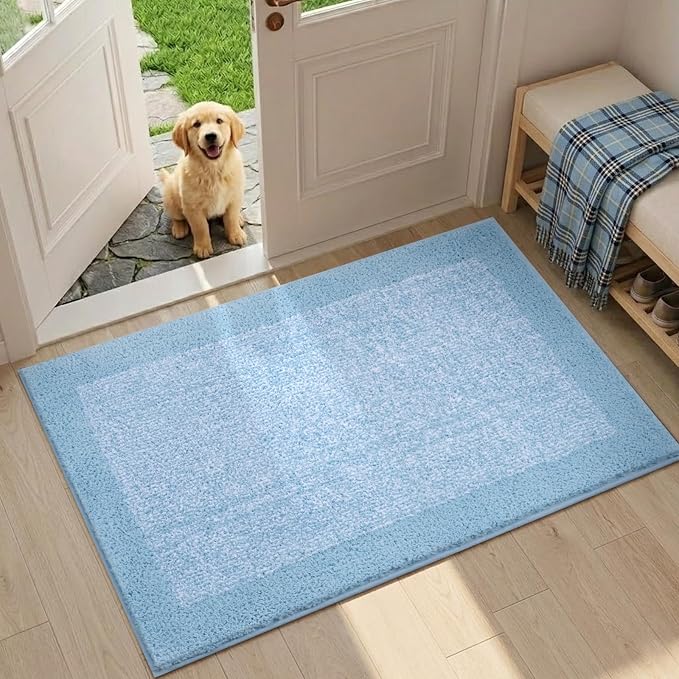 36x24 Large Bathroom Rugs Washable Non Slip, Light Blue Bath Mat for Bathroom Floor Tub, Soft Absorbent Quick Dry Mats for Shower, Bathtub,Home Decor