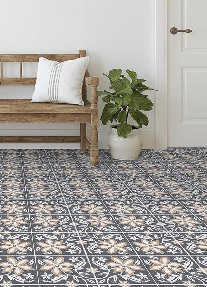 FloorPops Lillium Blue Peel and Stick Floor Tiles, FP6302