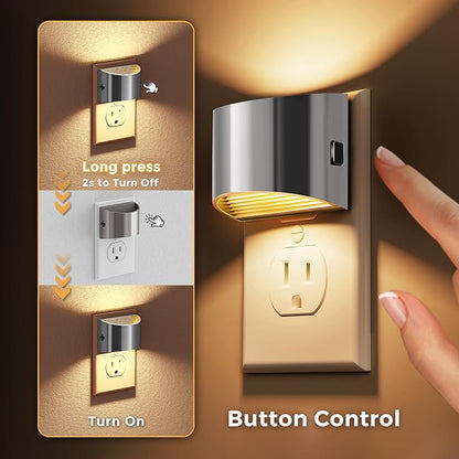L LOHAS LED Night Lights Plug into Wall, Dimmable Night Light 2 Pack | Plug in Night Light with 3 Level Brightness, 3000K Soft White, Grey Housing