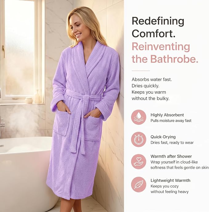 PJGGZ Women's Shawl Collar Bathrobe, Soft Long Towel Robes for Women - Super Absorbent Quick Dry yet Warm