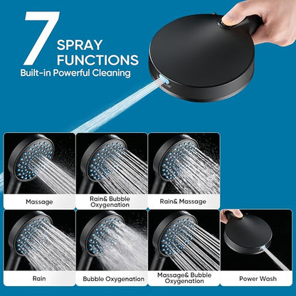 Cobbe Filtered Shower Head with Handheld, Water Softener for Hard Water | Upgraded High Pressure 7 Spray Mode Shower Head with Filters - Remove Chlorine - Reduces Dry Itchy Skin, Matte Black