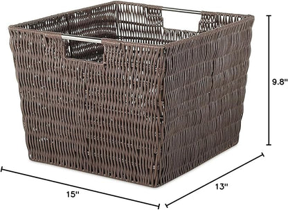 Whitmor Rattique Storage Tote Basket - Java 13W x 15D x 9.63H in.