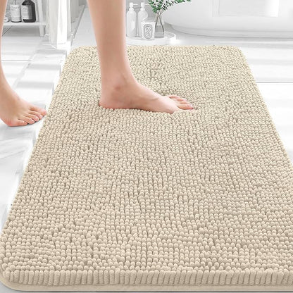 OLANLY Bathroom Rugs 36x24, Extra Soft Absorbent Chenille Bath Rugs | Sand, Quick-Drying Rubber Backing, Machine Washable Bath Mat for Bathroom Floor, Tub and Shower, Home Decor Accessories