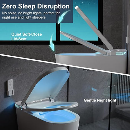 Smart Toilet with Bidet Heated Seat Auto Flush & Soft-Close Seat/Lid | Tankless Electric One Piece Toilets for Bathroom with Foot Sensor Warm Water Wash&Air Dry Siphon Dual Flush 0.8/1.2 GPF
