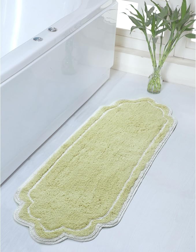 Home Weavers Allure Collection 100% Cotton Tufted Bathroom Rug, Soft and Absorbent Bath Rugs, Non-Slip Bath Carpet, Machine Wash Dry Bath Mats for Bathroom Floor, 21"x54" Runner, Green
