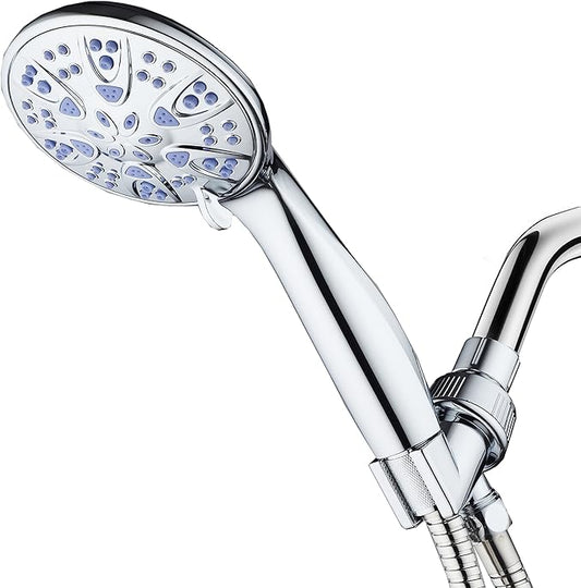 Antimicrobial/Anti-Clog High-Pressure 6-setting Hand Shower by AquaDance with Nozzle Protection from Growth of Mold, Mildew & Bacteria for Stronger Shower!
