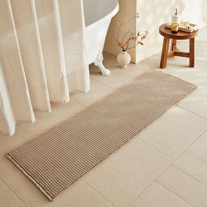 TYUU Waffle Runner Rug Bathroom, Long Boho Bath Mat, 72x24 Beige | Super Absorbent Quick Dry Bath Rug, Non-Slip Backing, Soft Waffle Washable Farmhouse Bathroom Mats, Tub, Shower & Home Decor