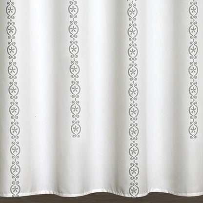 Lush Decor, Gray Stripe Medallion Shower Curtain-Fabric Mandala Bohemian Damask Print Design - 72" x 72"