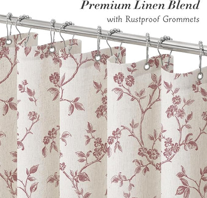 MitoVilla Small Stall Linen Floral Shower Curtain for Bathroom,36 x 72 | Narrow Half BoHo Cottagecore Spring Shower Curtains, Modern Farmhouse Country Plant Leaves Bathroom Décor, 36 x 72