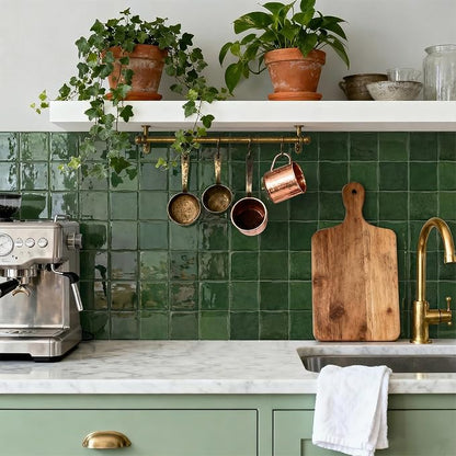 Sage Green 24 Sheets 6x6 Inch Peel and Stick Subway Tile Backsplash, Self Adhesive Wall Tiles for Kitchen Bathroom, Thick Waterproof Heat Resistant, Easy Install No Grout, Renter Friendly