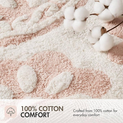 Madison Park Casablanca 100% Cotton Tufted Bathroom Rugs Luxurious Plush Medallion Floral Pattern Bath Mat Absorbent, Quick Dry, Spa Design Shower Room Décor, Round 25", Pink