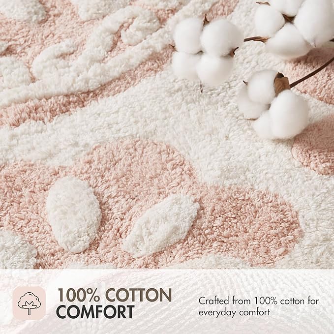 Madison Park Casablanca 100% Cotton Tufted Bathroom Rugs Luxurious Plush Medallion Floral Pattern Bath Mat Absorbent, Quick Dry, Spa Design Shower Room Décor, Rectangle 20" x 30", Pink
