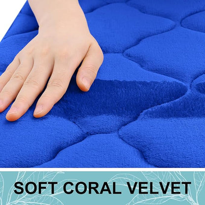 OLANLY Memory Foam Bath Mat Rug 59x24, Ultra Soft and Absorbent Bathroom Rugs, Non-Slip, Comfortable, Machine Washable Bath Carpet for Bathroom Floor, Tub Shower and Home Decor Accessories, Royal Blue
