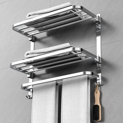 CAXIMSY 22.8Inch Towel Rack for Bathroom and Lavatory Towel Hanger with Wall Mount Towel Bars 304 Stainless Steel No Drill (Collapsible Towel Rack)